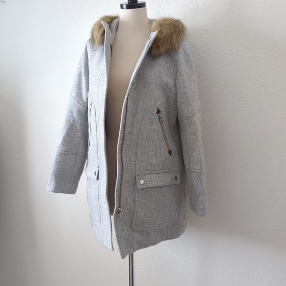 J. Crew Italian Stadium Cloth Nello Gori Parka Heather Gray Womens Jacket 8 8P - Picture 10 of 13